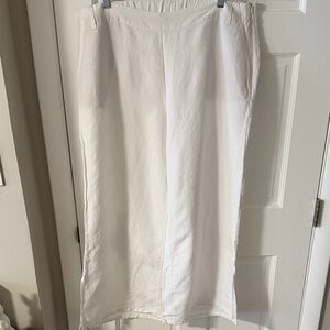 J. Jill Linen Blend Wide Leg Crop Pants Elastic Back Side Zipper Size Large